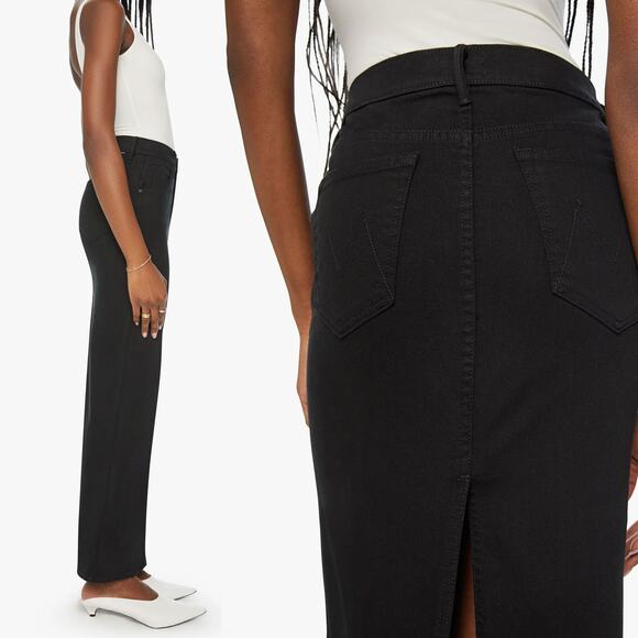 MOTHER NWT The Flagpole Demin Maxi Skirt in Black Size 28 - Picture 6 of 15